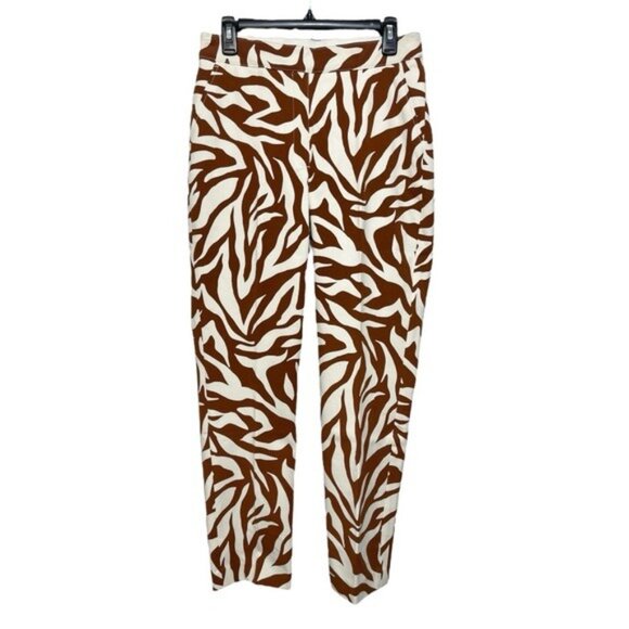 Spanx On-the-Go Printed Ankle Slim Straight Pant Clay Zebra Stripe M Tall - Picture 5 of 16